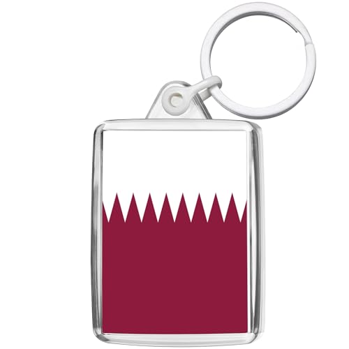 Pixly® Porte-clés drapeau du Qatar - Souvenir du Qatar - Cadeau souvenir, claire, M
