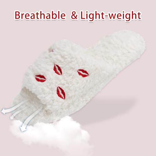 Image of GOEWY Fuzzy Open Toe Slippers for Women Indoor Cozy Memory Foam Slip On House Slides Shoes Gifts for Womens Her Mom