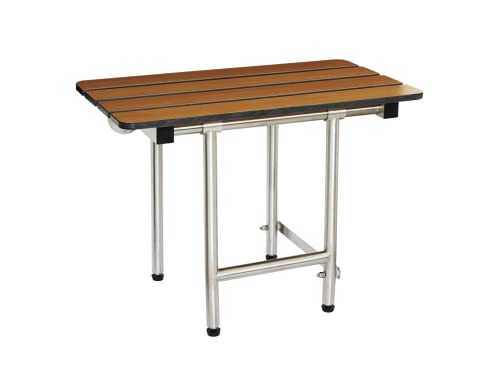 Seachrome 22-inch ADA Folding Shower Seat with Legs, Teak Phenolic