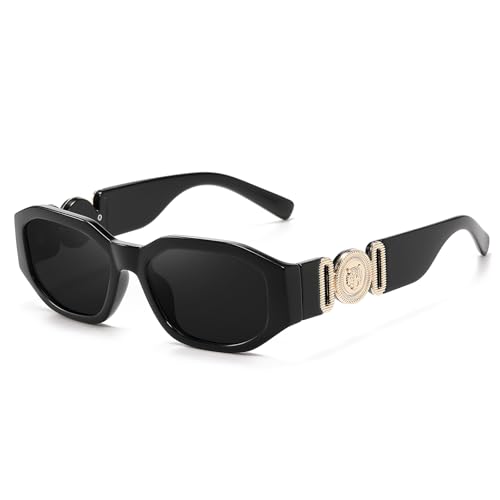 Vintage 90s Small Rectangle Sunglasses, Trendy Narrow Square Shades for Women and Men, UV Protection