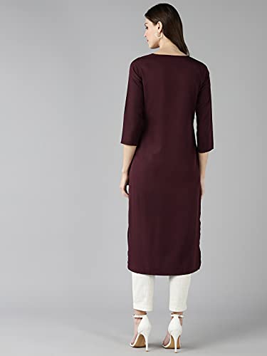 Image of Vaamsi Women's Crepe A-Line Kurta (VPK1702E S Maroon)