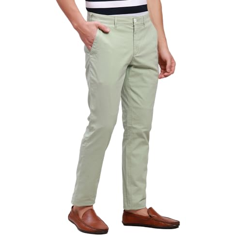 Image of Colorplus Nuvo Fit Cotton Nylon Blend Solid Piece Dyed Pattern Flat Front Casual Trouser