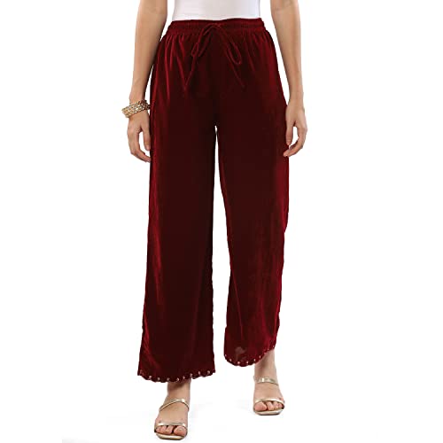 Image of BIBA Women Velvet Palazzo