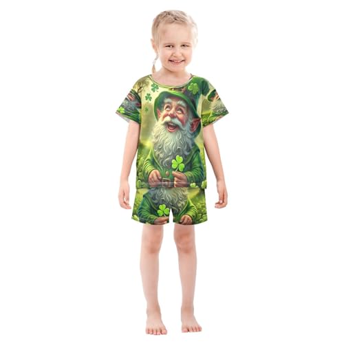 Gnome St Patrick Clover Pajama Set Short Sleeve Summer Pajamas Shorts Sets PJ Clothes Set Soft 5Y3