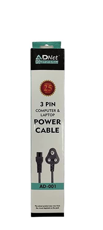 ADNET 3 Pin Computer and Desktop Power Cord Power Cable Copper Connector 1.8 M