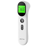 BESTEK Forehead Thermometer, No Touch for Adults and Kids, Large LCD Screen Digital Infrared Thermometer with Fever Alarm, Non Contact, 3-Color Indicator for Home