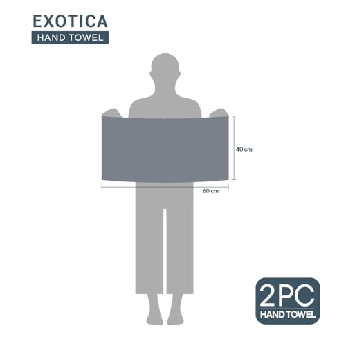 Image of Spaces Exotica 100% Cotton 575 GSM Dobby Plain Premium Hand Towel Set of 2 | Super Absorbent, Quick Dry & Ultra Soft - 40 x 60Cm - Dark Grey