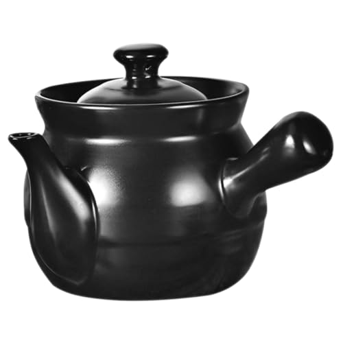 Beaupretty 中薬壺セラミックキャセ鍋 耐熱土鍋 磁器製調理鍋 伝統漢方薬調理用 ブラック 家用滑らか設計 お手入れ簡単