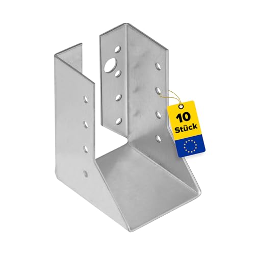 DMX Balkenschuhe - 10er Set für Holzbalken - Balkenbreite von 60 mm - 60x100x75x2 0 mm - Balkenschuh - Balkenverbinder - Holzverbinder - Balkenträger - Metallwinkel - verzinktes Blech