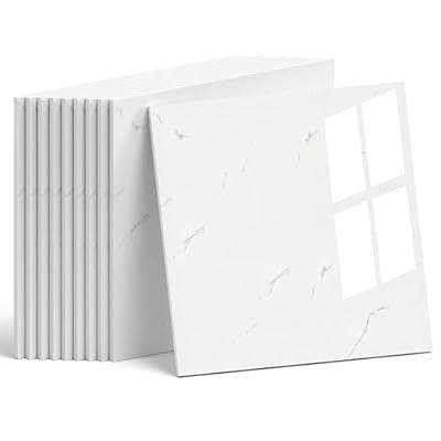 WADLE Peel and Stick Tile Shower Waterproof Marble Tiles Wall Panels, 23.62"x23.62" Self-Adhesive Backsplash Tile, 10 Pack White