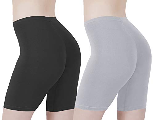 Image of Buy That Trendz Cotton Lycra Tight Fit Stretchable Cycling Shorts Womens | Shorties for Active wear /Exercise /Workout /Yoga /Gym /Cycle /Running Red Grey Combo Pack of 2