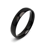 [silver KYASYA]ブラックリング シンプル ステンレス メンズ レディース 黒 幅2mm 4mm 6mm 8mm 指輪 ピンキー 甲丸 ドーナツ型 IP 金属アレルギー対応 男性 女性(ブラック、4mm幅、31号)