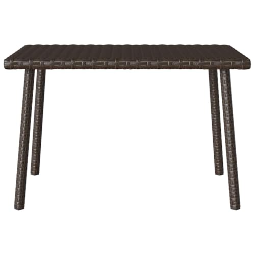 vidaXL Brown Rectangular Garden Coffee Table 60x40x37cm - Durable Poly Rattan & Steel Frame for Indoor/Outdoor Versatility - Modern Low-Maintenance Design - Image 6