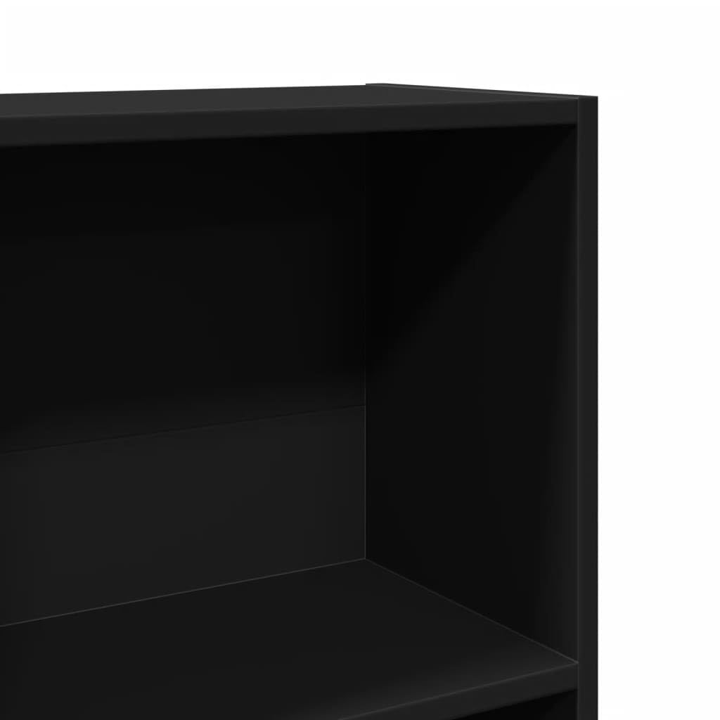 Bücherregal Schwarz Holzwerkstoff 60x24x109 cm Standregal mit offenem Regalsystem und vielseitiger Aufbewahrung als Raumteiler für Wohnzimmer Schlafzimmer Büro