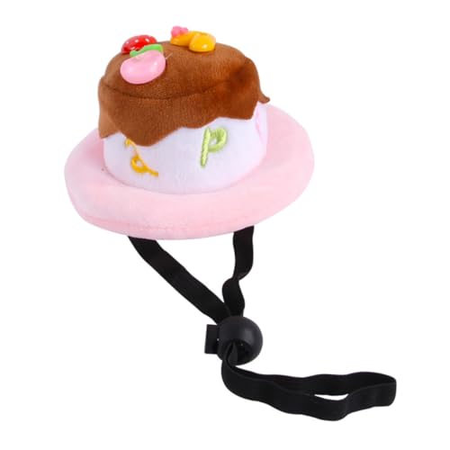 TOGEVAL 誕生日ケーキ型ペット帽子 かわいいぬいぐるみキャップ 弾性バンド付き 猫 犬用 撮影小道具 ペットデコレーションに