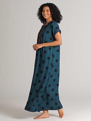 Image of Evolove Women's Viscose Liva Long Maxi Night Gown Nighty Dress with Pocket, Super Soft Comfortable (LNG-Rayon)