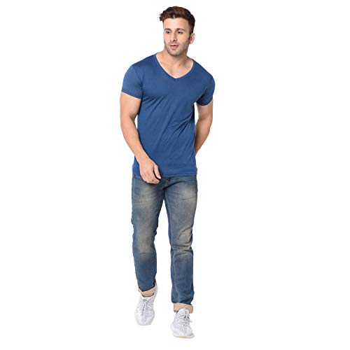 Image of Men's Cotton Blend Half Sleeve V Neck Tshirt
