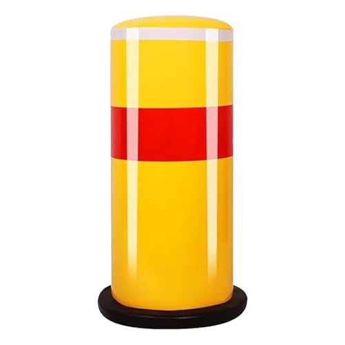 Snaweo 駐車場ポール、バリケード、スチールボラードポスト、交通デリネーターポスト、屋内用黄色粉体塗装安全警告柱、交通管制/駐車ボラード(50CM 1pcs)