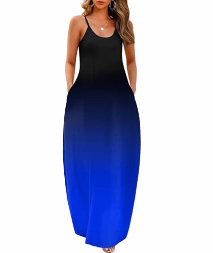 Image of Wolddress Womens Maxi Dress with Pockets 2026 Casual Strap Plus Size Loose Plain Long Office Summer Beach Travel Dresses S-5X