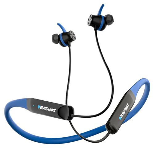 Blaupunkt BE120 Touch Wireless in-Ear Neckband with Touch for On-Off (Volume Control On The Phone) Premium Style, No Need to Charge for & Days, 40 Hrs Playtime (Blue)