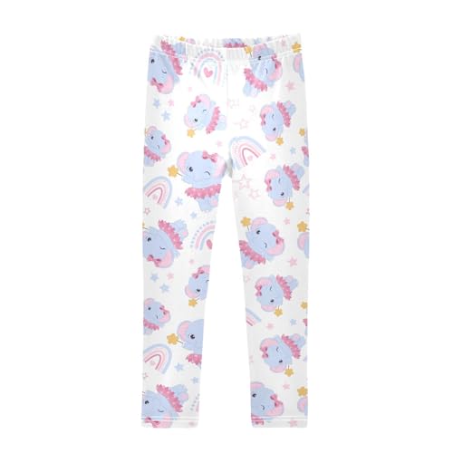 ZZKKO Girls Leggings Cute Baby Elephants Toddler Girls Clothes Leggings for Girls Toddler Girls Leggings 3-4T