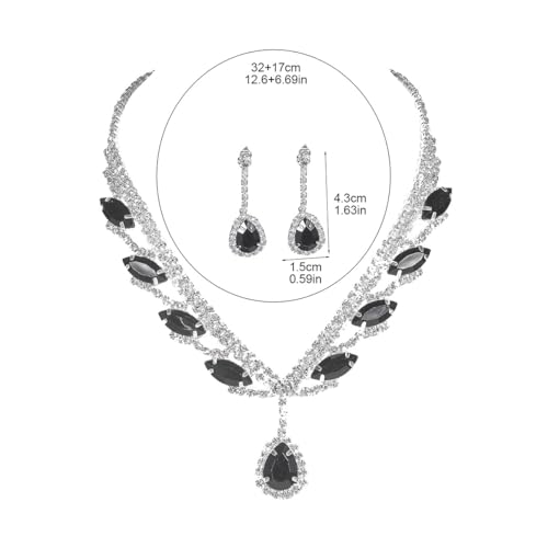 EARENT Wedding Jewelry Sets Black Bridal Prom Rhinestone Necklace and Earring for Women4
