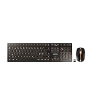 CHERRY DW 9100 SLIM, Set di Tastiera e Mouse Senza Fili, Layout per la Spagna (QWERTY), Connessione Bluetooth e Wireless 2,4 GHz, Tasti Silenziosi, Ricaricabile, Nero-Bronzo