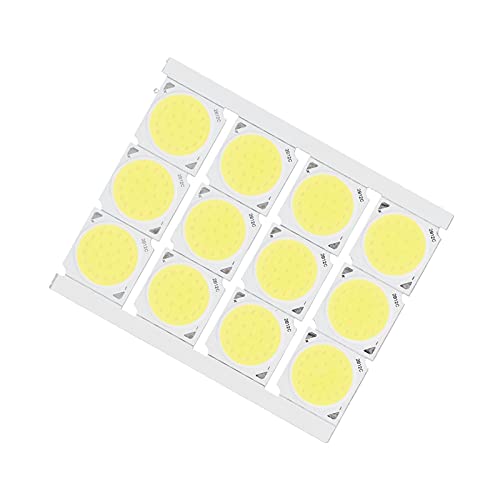 Fafeicy Chip LED integrado-12 Piezas COB Fuente de luz Chip LED Redondo de Alta Potencia 1080LM Iluminación DIY 12W 36‑41V(White Light)