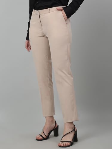 Image of Cantabil Solid Non Pleated Regular Fit Mid Rise Formal Trouser for Women | Formal Pants for Women | Formal Wear Regular Fit Trouser for Women (P LTRF00005)