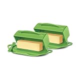 Butterie Flip-Top Butter Dish with Matching Spreader, 2-Pack (Green)