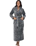 Alexander Del Rossa Bata de baño larga de felpa con capucha para mujer, XL