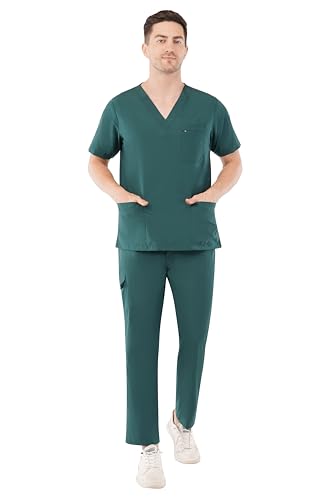 Image of PRAGATI TRENDS Premium Unisex Scrub Suit With Customize Name Print Option(Follow the Description) V-Neck Top and Cargo Type Trouser