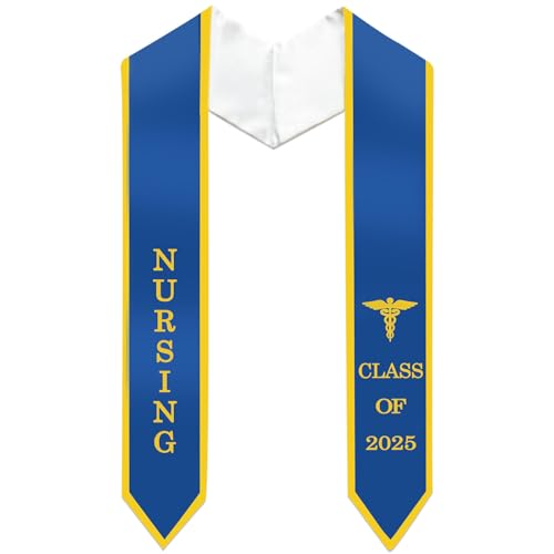 Ramciyo Nursing Graduation Stole - 72'' Class of 2025 Graduation Stole for Nursing School Survivor, Hight School College Graduation, Navy Blue & Gold
