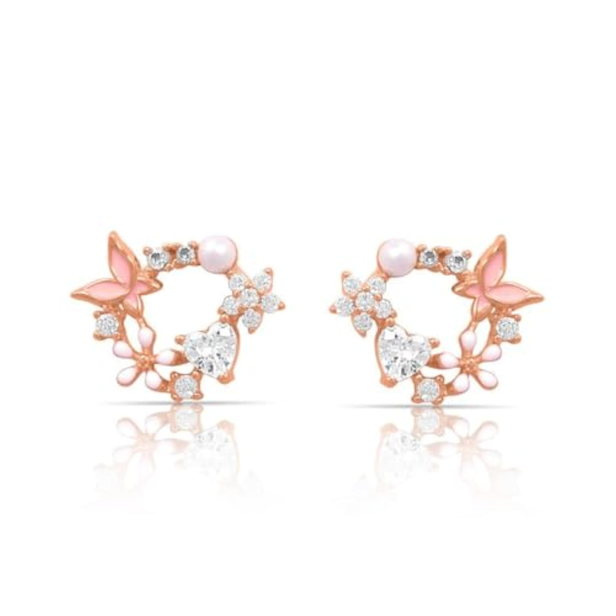 Women's 925 Sterling Silver Dreamy Butterfly Rose Gold Plated Earrings