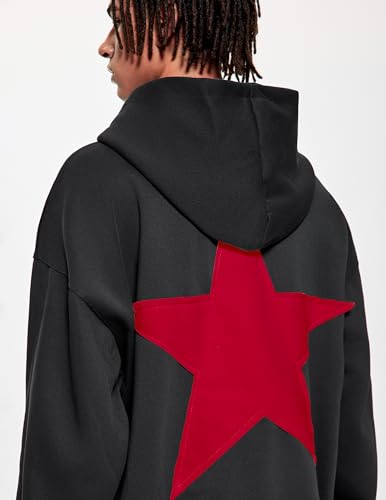 Vamtac Embroidered Star Graphic Hoodie at Front and Back Y2K Oversized Long Sleeve Pullover 2025 Trendy Outfits