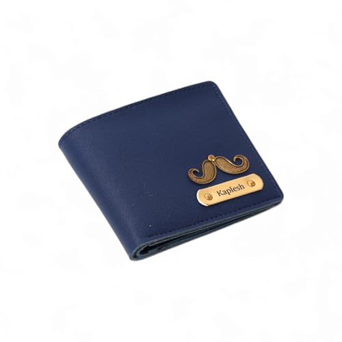 Image of TCG Personalized Name & Charm Imported Leather Mens Wallet | Gifts for Men Husband Boyfriend Employees Clients Colleagues Friend (Royal Blue)