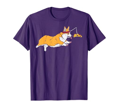 Running Welsh Corgi Pizza Funny Food Lover Dog Owner Gift T-Shirt