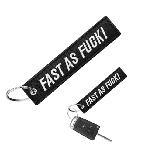 Image of Personalized Keychain, Embroidery Double Sided Key Chain Tag, Customized Car Scooter Key Chain Luggage Tag for Men (FAST AS FUCK)