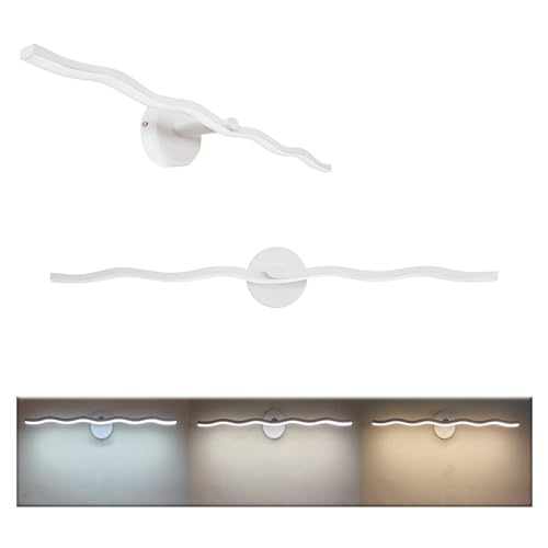 MAKA Lampada Specchio Bagno Led 60 cm 9W 810 Lumen 230V Luce Calda Naturale Fredda Luce Ondulata in Alluminio e PVC Elegante Moderno Facile Installazione Memory Dimmer Impermeabile Schizzi (60 cm)