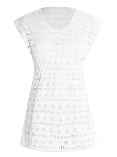 Milumia Girl's Crochet Beach Cover Ups V Neck Sleeveless Swimsuit Beach Dresses