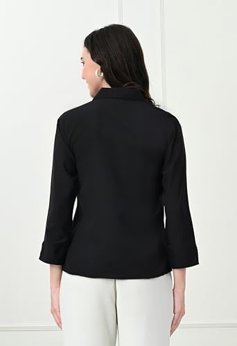 Image of FUNDAY FASHION Women's Crepe Casual Regular Fit Solid V Collered Shirt (Pack of 2)