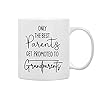 QASHWEY Only The Best Parents Get Promoted to Grandparents Coffee Mugs Mug Mothers Fathers Day Gifts for Grandparents Grandma GrandpaGrandparent Gifts Double Side Printed Ceramic Mug Cup 11 Ounce