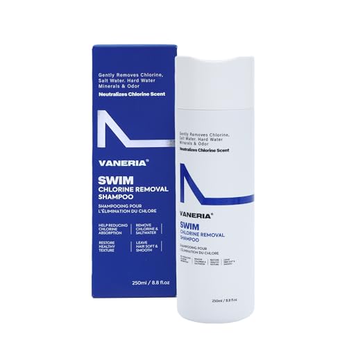 VANERIA Champú 2 en 1 para natación y agua dura, elimina los minerales y la acumulación de agua dura, cuidado restaurador del cabello para nadadores 250ml/8.8 oz
