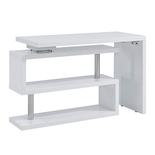 SEI Furniture Yates Multifunctional Corner/L Desk w/ Shelves, White-chrome