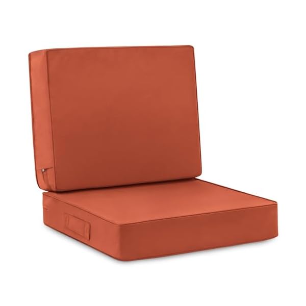 Favoyard Deep Seat Patio Cushion Set 24 x 24 Inch Waterproof Outdoor Chair Cushions for Patio Furniture with Fade Resistant and Removable Cover with Handle & Adjustable Straps for Patio, Yard, Garden