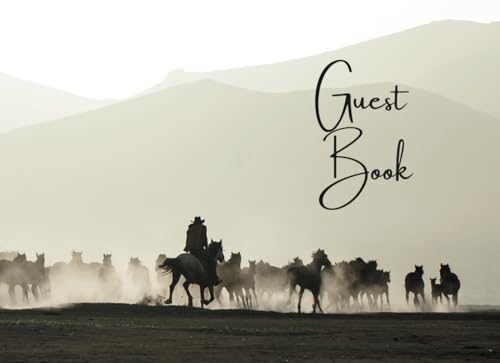 Guest Book: Visitor Sign In Register With Horse and Cowboy Stampede To Record Travellers or Tourists Date of Stay, Name, Travelled From and Memories ... Bed and Breakfast, Farmstay, Ranch, or Farm