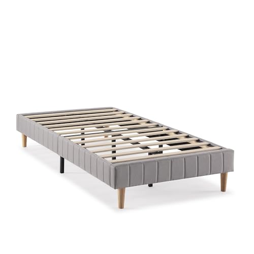 HOMN LIVING Base Imbottita Eris 90x190 cm Grigio Chiaro, 30 cm Altezza