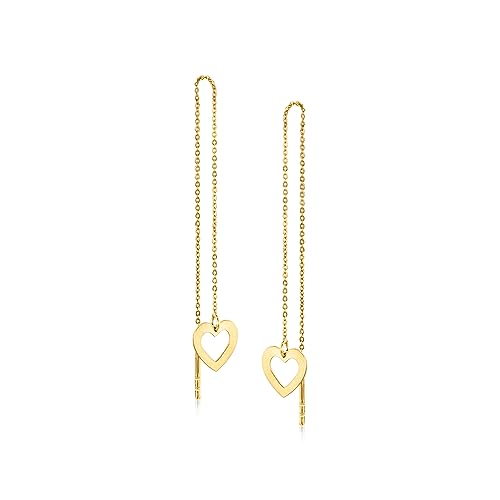 Pure Collection by Ross-Simons 14kt Yellow Gold Heart Threader Earrings