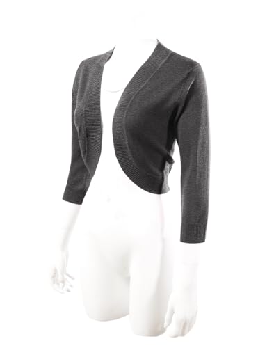 Image of Allsense Women's 3 /4 Sleeve Bolero Shrug for Dresses | Open Front Cropped Cardigan, Lightweight Knit Dress Cover Up