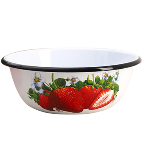 BESPORTBLE Recipiente Esmaltado Vintage 25 CM para Mezclar Rellenos y Ensaladas Bol Multifuncional de Esmalte Retro Fuente para Cocina Doméstica y Restauración Utensilio Resistente y
